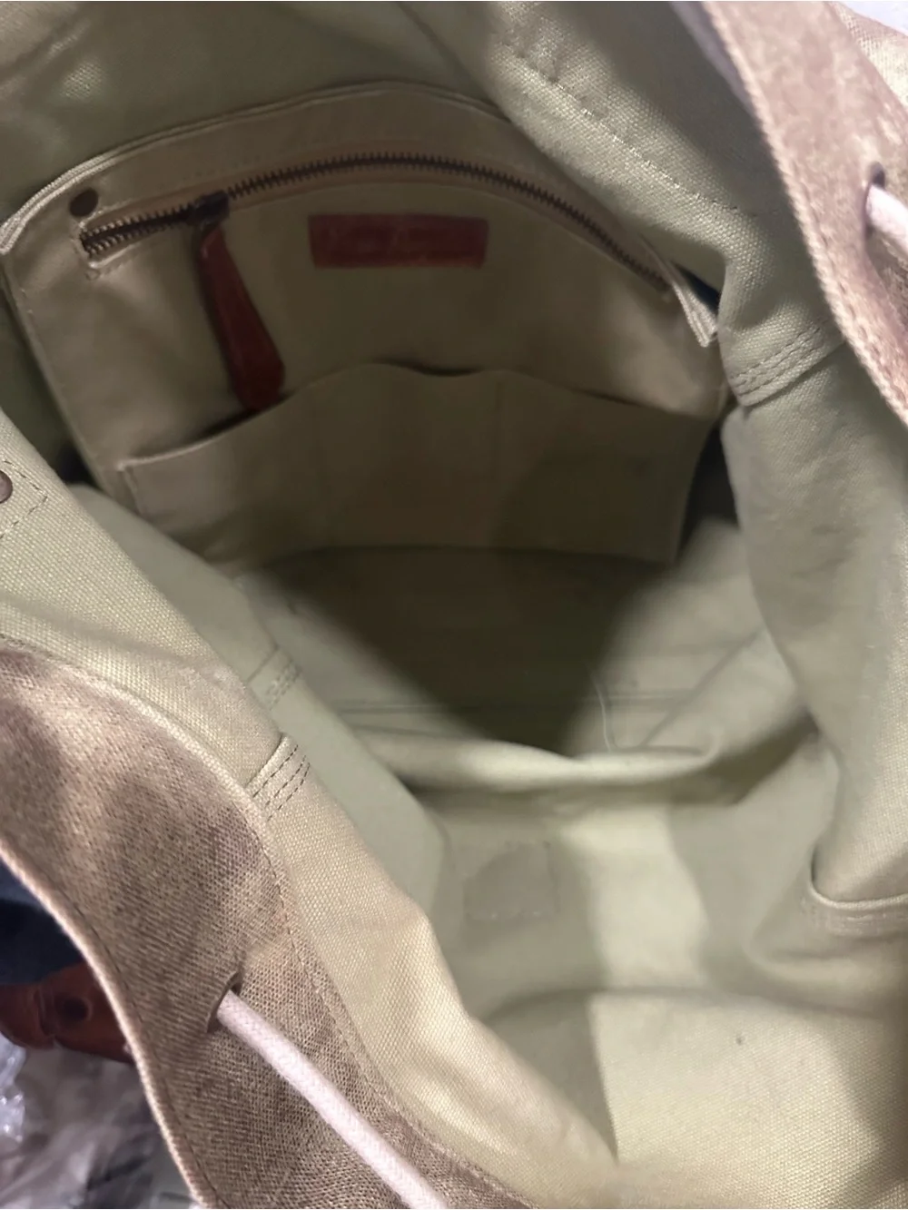 Free People Canvas Messenger Bag in Olive with Leather Strap